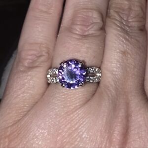 Elegant Amethyst With CZ Accents Ring
